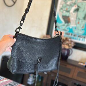 Rebekka Minkoff Darren Pebbled Black Leather Shoulder Convertible Crossbody Bag